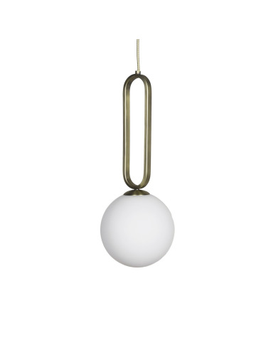 Suspension Cime ø20 cm en acier laitonné et verre soufflé opaline par Eno studio