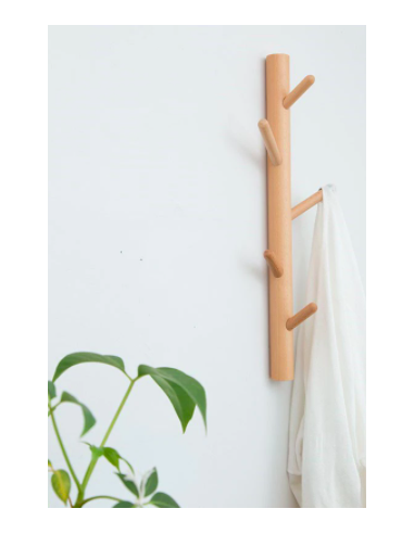 Porte-manteau design scandinave branches 5 patères 2 étagères