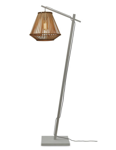 Grand lampadaire en bambou tressé blanc