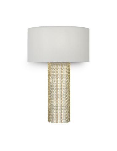 Applique Impressive base en acier inoxydable avec abat-jour en tissu blanc au design contemporain par Maytoni