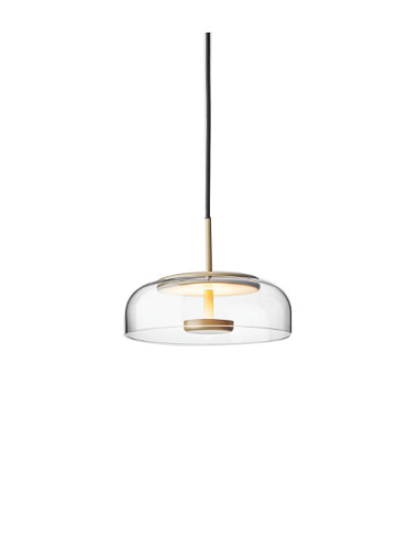 Suspension Blossi base en métal avec abat-jour en verre transparent au design contemporain par Sofie Refer x Nuura