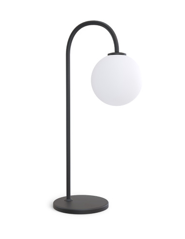 Lampe à poser Ballon dimmable base en métal avec abat-jour en verre sphérique au design contemporain par Herstal