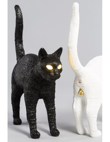 Lampe A Poser Felix Noir En Resine En Forme De Chat Par Studio Job X Seletti