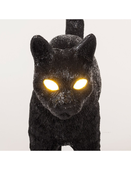 Lampe A Poser Felix Noir En Resine En Forme De Chat Par Studio Job X Seletti