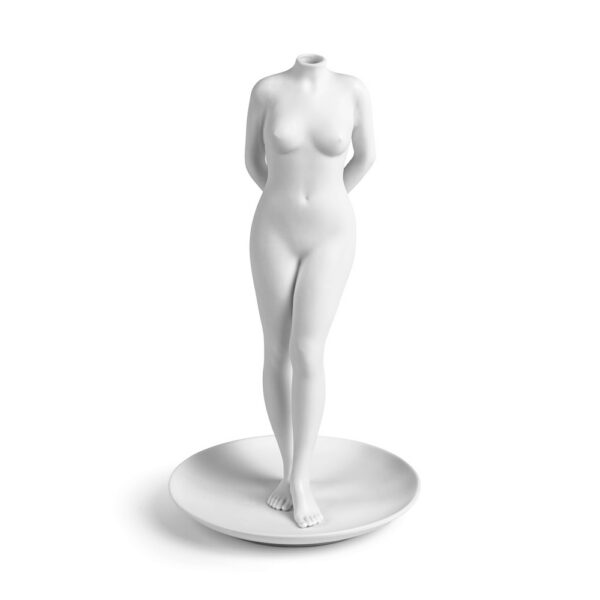 Grand vase en céramique blanche La Timida Seletti, design représentant des mains couvrant le visage.