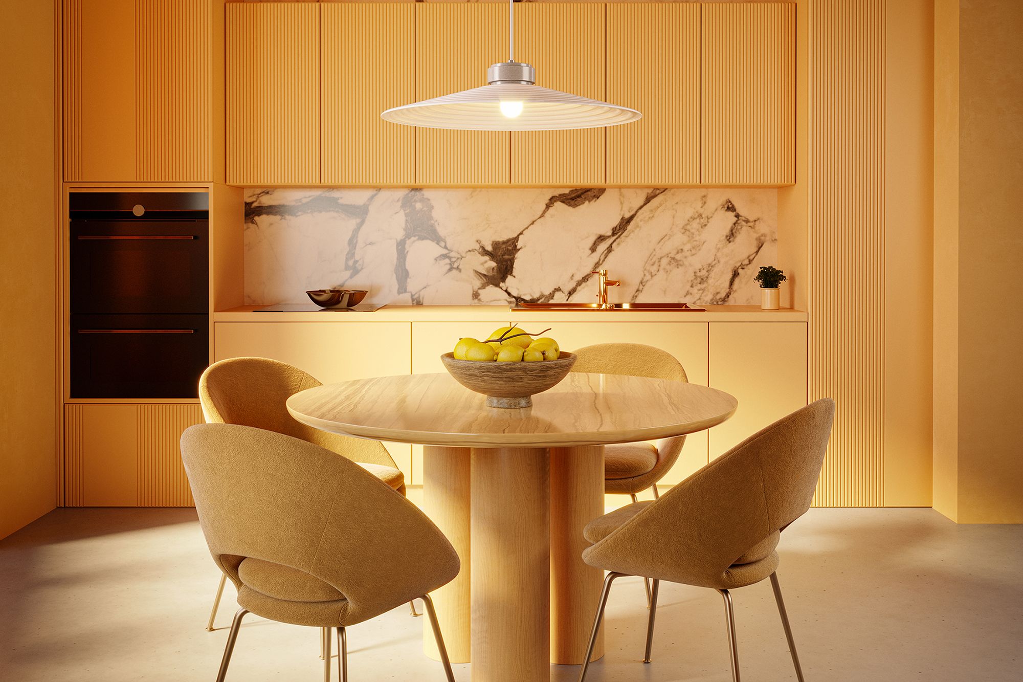 Guide Suspension Design 2026 : Tendances, Marques & Conseils Suspension Herstal dans une cuisine moderne et colorée par Herstal