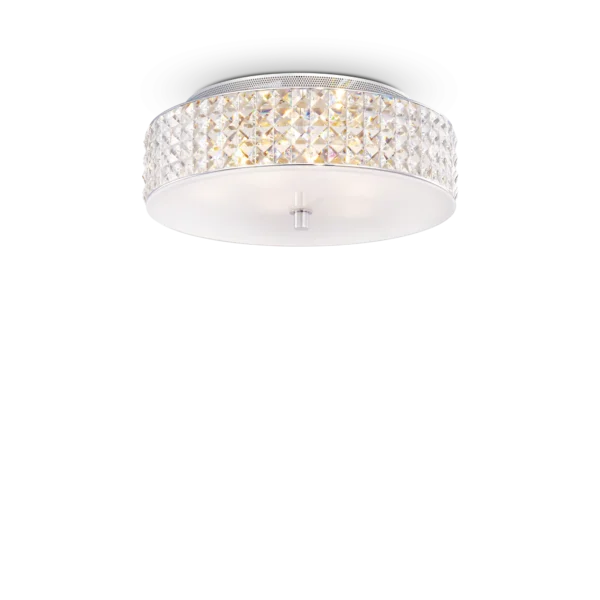 Plafonnier Roma design glamour avec bandeau cristal par Ideal Lux