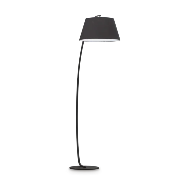 Lampadaire Pagoda légèrement courbé avec abat-jour large par Ideal Lux