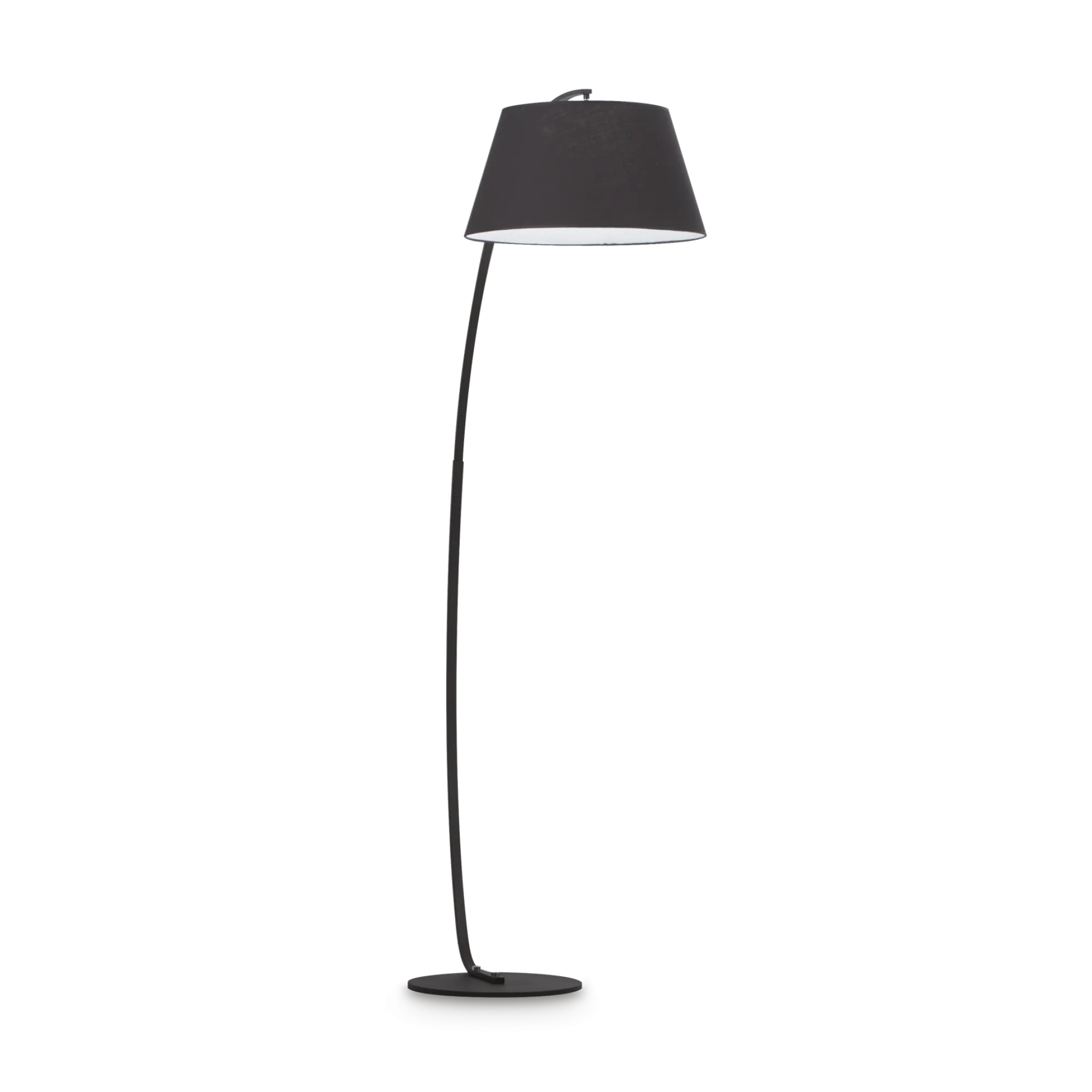 Lampadaire Pagoda légèrement courbé avec abat-jour large par Ideal Lux