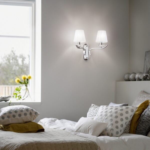 Applique murale Pegaso élégante à abat-jour en organdi et pampilles en cristal par Ideal Lux – vue 2