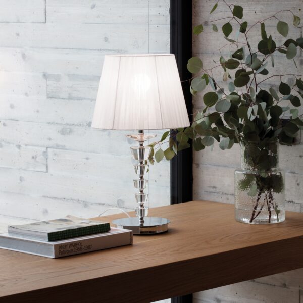 Lampe à poser Pegaso avec Cristal et Abat-jour Tissu Organdi par Ideal Lux – vue 2