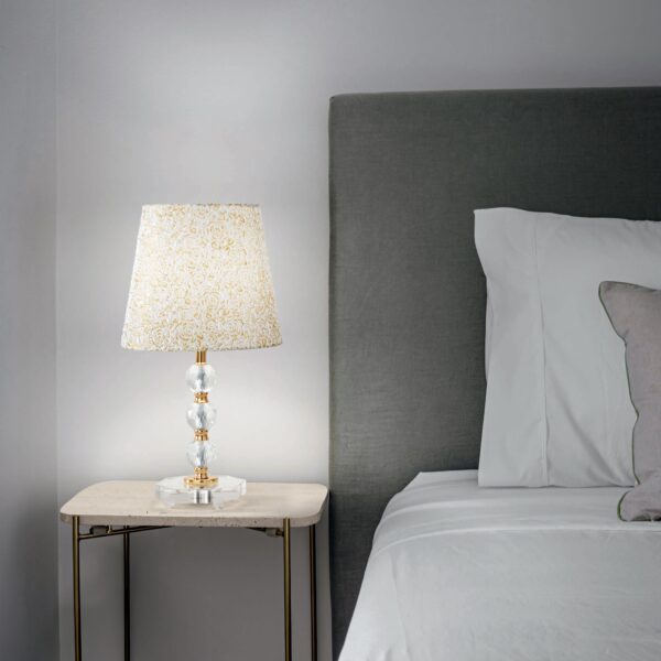 Lampe à poser Queen en cristal et abat-jour doré par Ideal Lux – vue 2