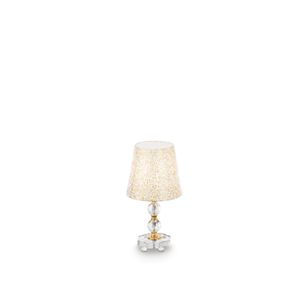 Lampe à poser Queen en cristal et abat-jour doré par Ideal Lux