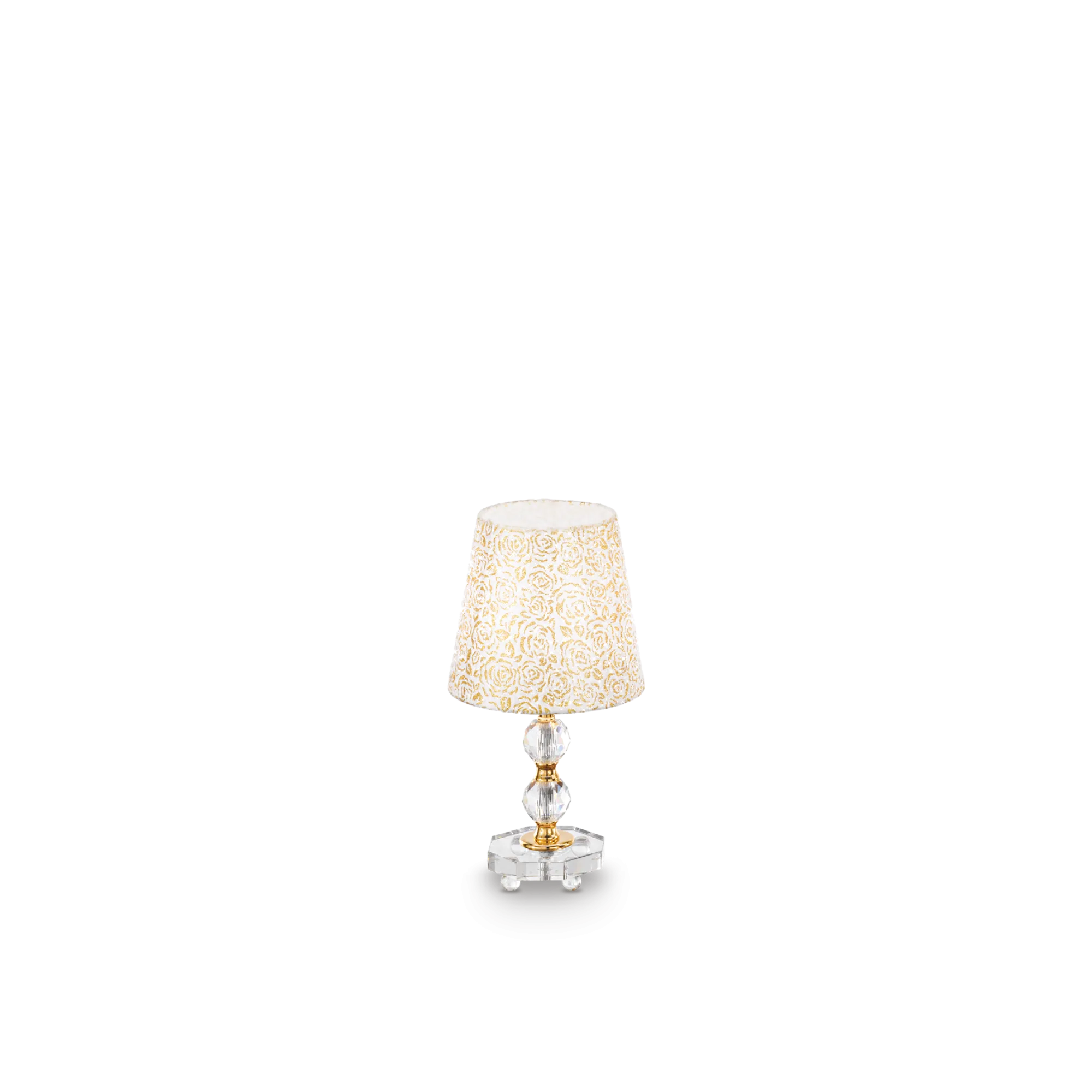 Lampe à poser Queen en cristal et abat-jour doré par Ideal Lux