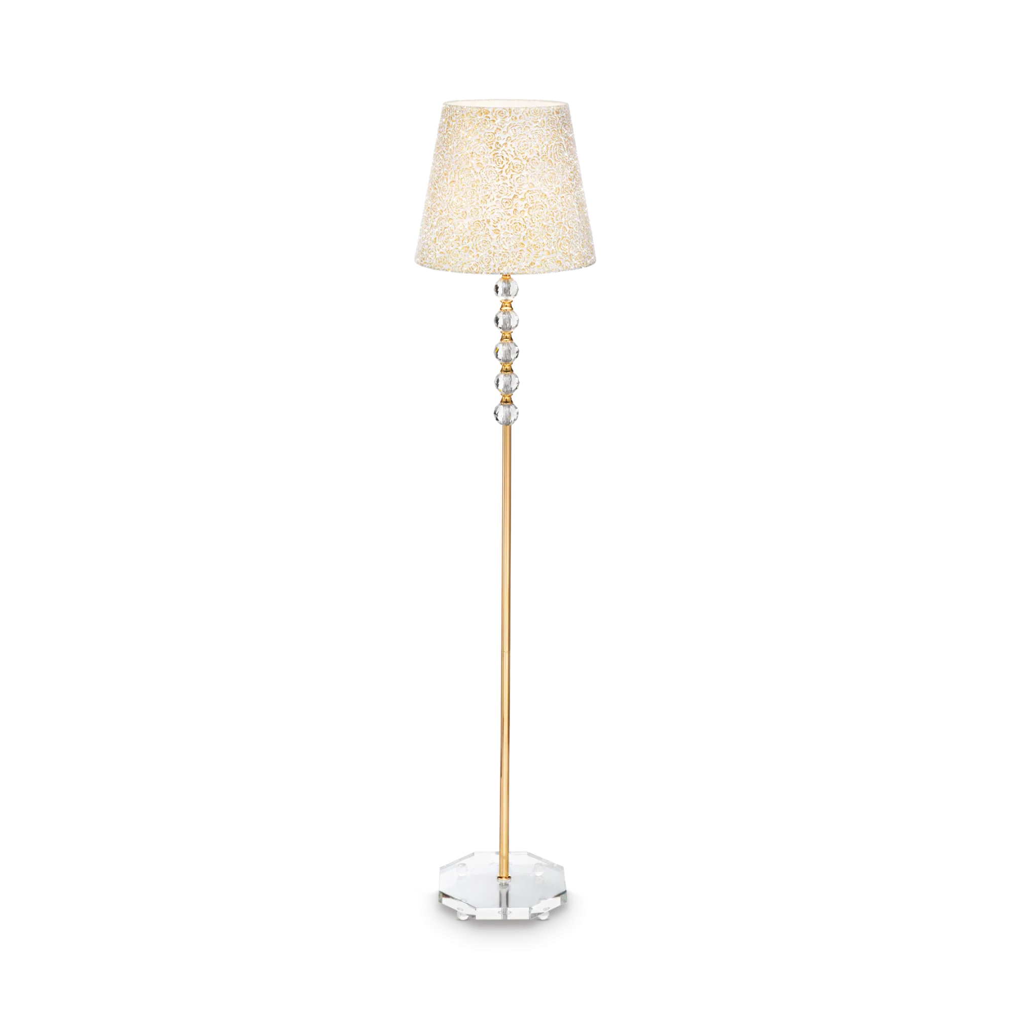 Lampadaire Queen avec base en Cristal et Abat-jour Scintillant par Ideal Lux