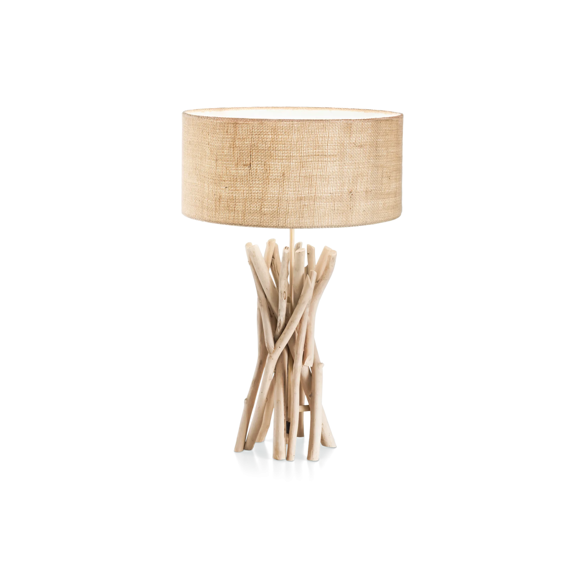 Lampe à poser Driftwood en bois naturel avec Abat-jour Canvas par Ideal Lux