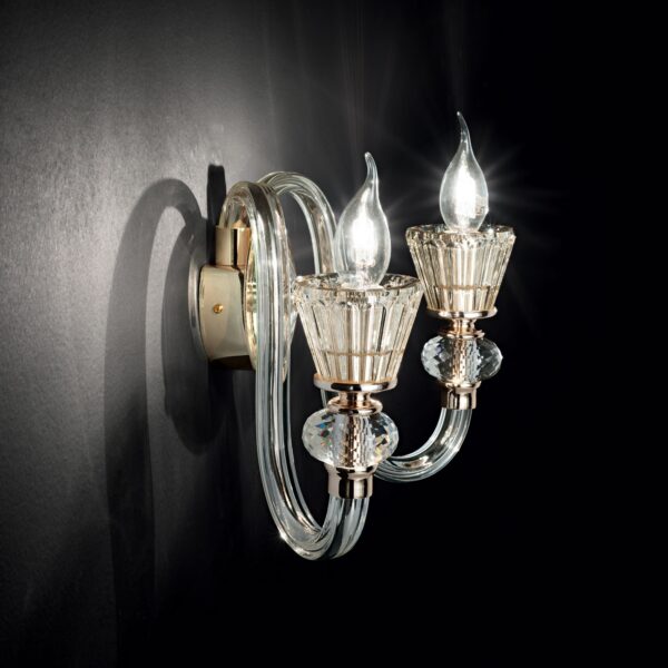Applique murale Strauss à bras en verre soufflé et cristaux ambrés par Ideal Lux – vue 2