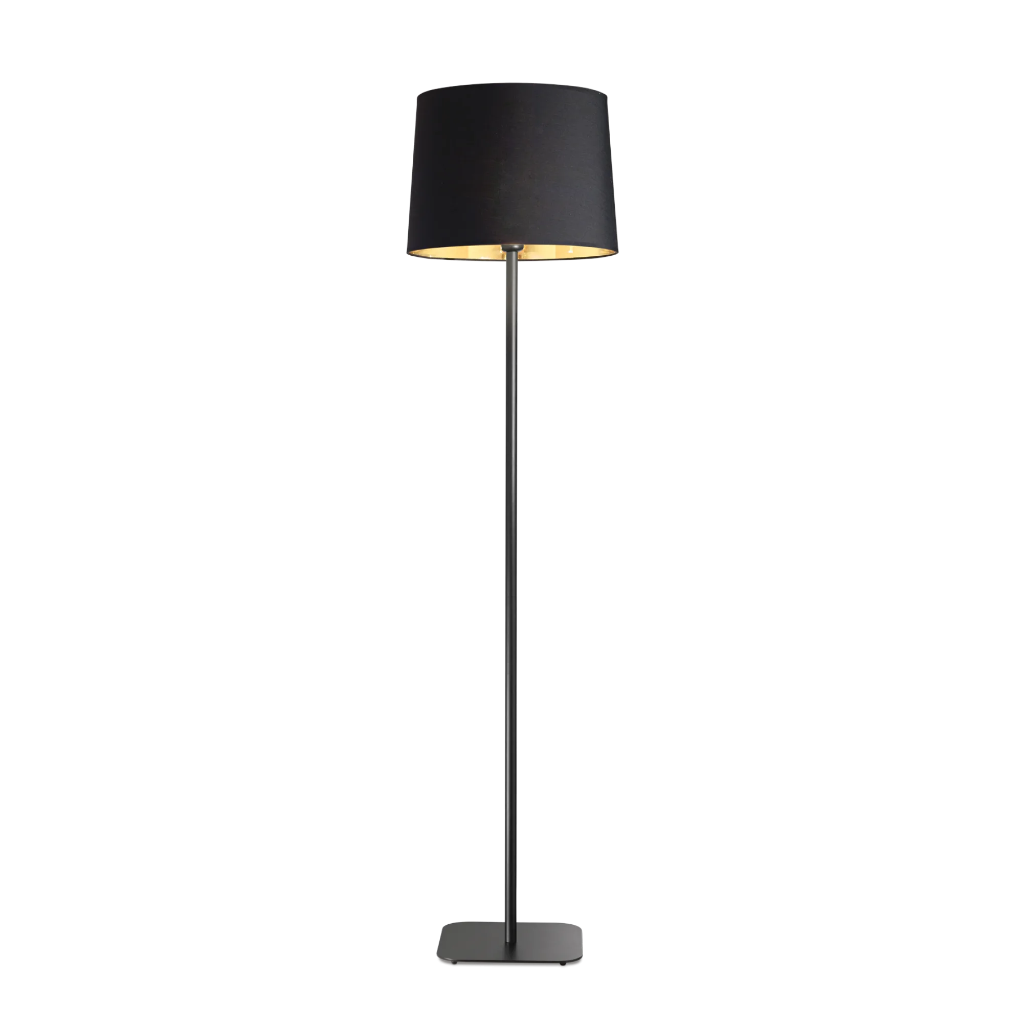 Lampadaire Nordik Noir Mat avec Abat-jour Intérieur Doré