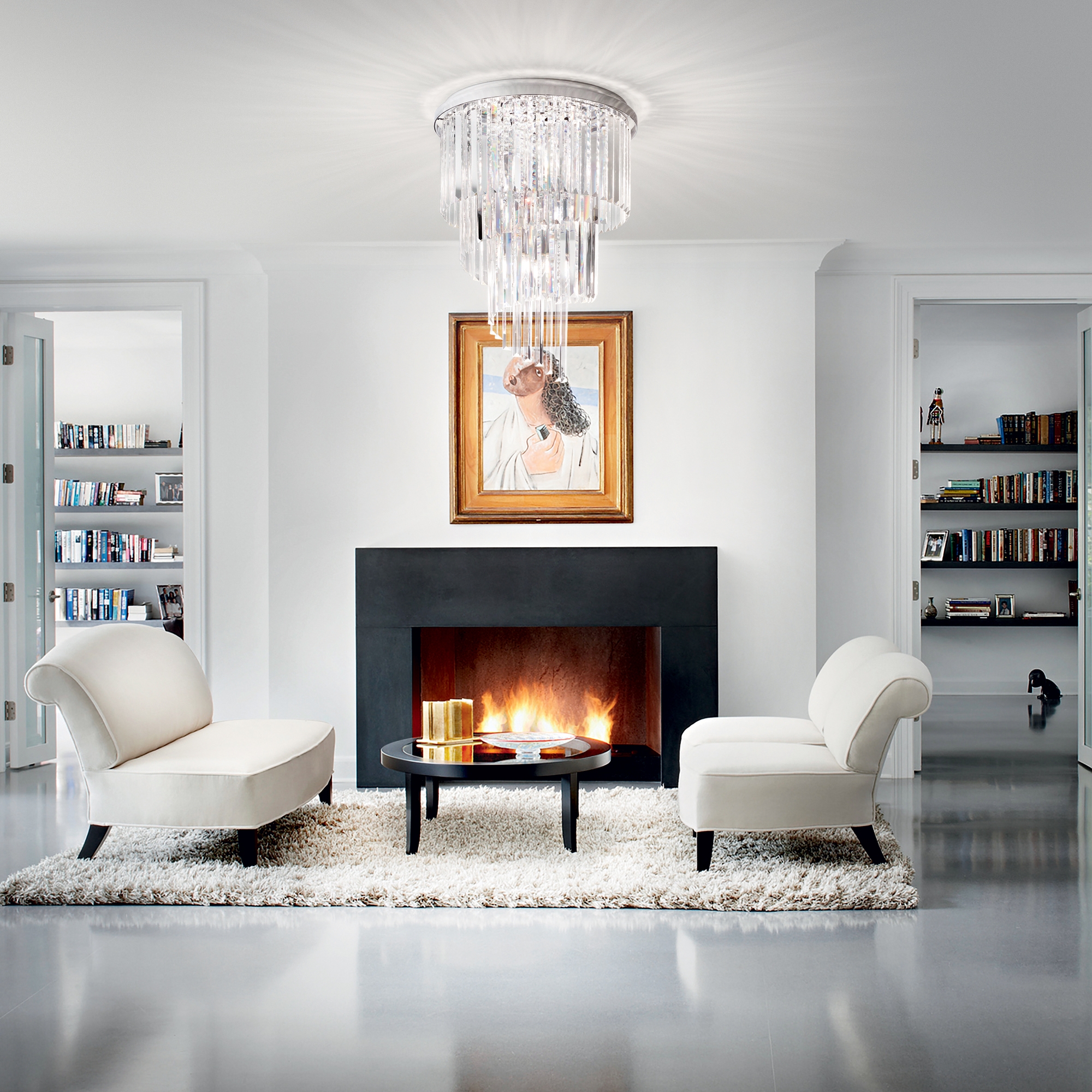 Plafonnier Carlton cascade de cristaux biseautés par Ideal Lux Plafonnier Carlton cascade de cristaux biseautés par Ideal Lux – Image 4