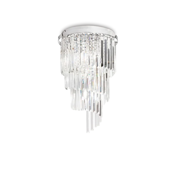 Plafonnier Carlton cascade de cristaux biseautés par Ideal Lux