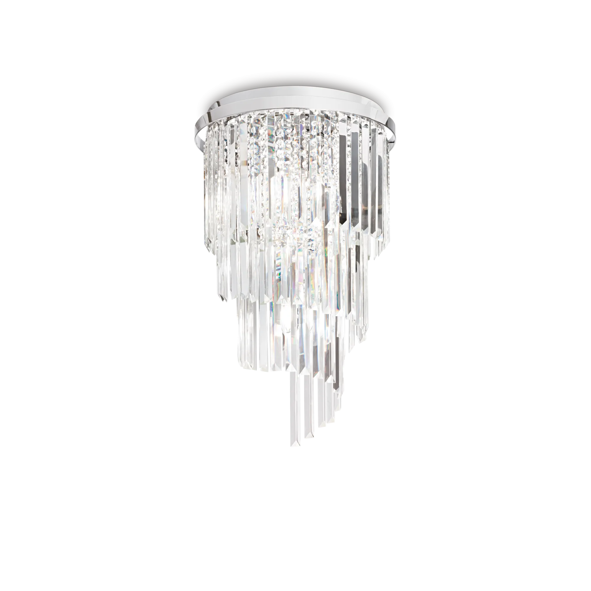 Plafonnier Carlton cascade de cristaux biseautés par Ideal Lux