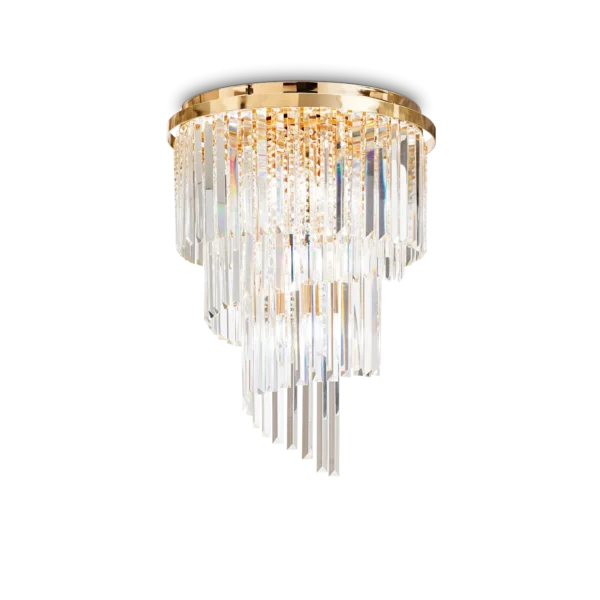 Plafonnier Carlton cascade de cristaux biseautés par Ideal Lux – vue 2