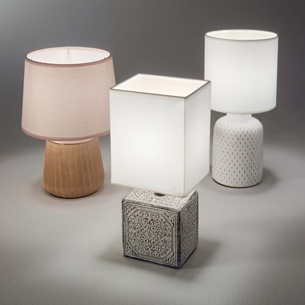 Lampe à poser Kali en céramique texturée avec abat-jour tissu par Ideal Lux – vue 2