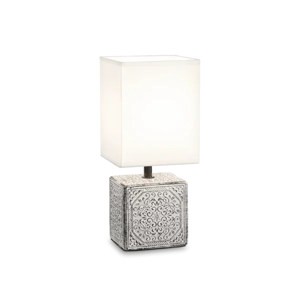 Lampe à poser Kali en céramique texturée avec abat-jour tissu par Ideal Lux
