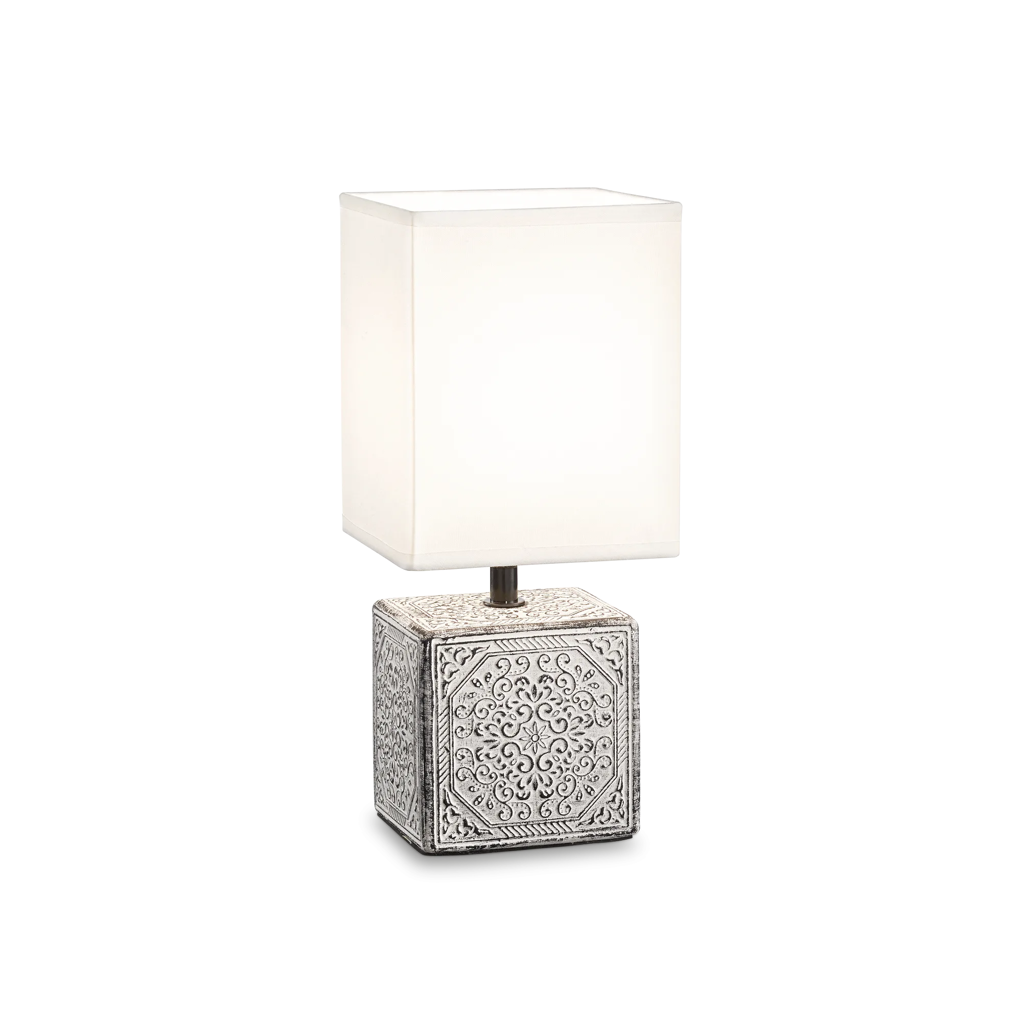 Lampe à poser Kali en céramique texturée avec abat-jour tissu par Ideal Lux