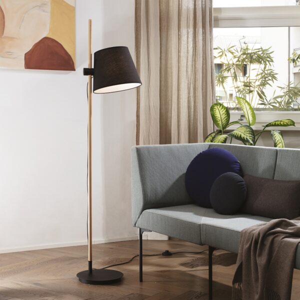 Lampadaire Axel en Bois Naturel avec Abat-jour Tissu par Ideal Lux – vue 2