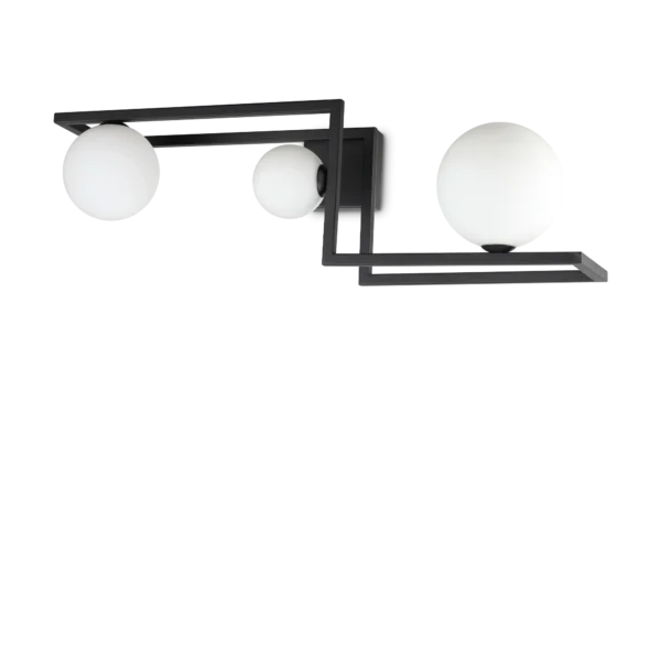 Plafonnier Angolo moderne à structure angulaire en métal et verre opalin par Ideal Lux