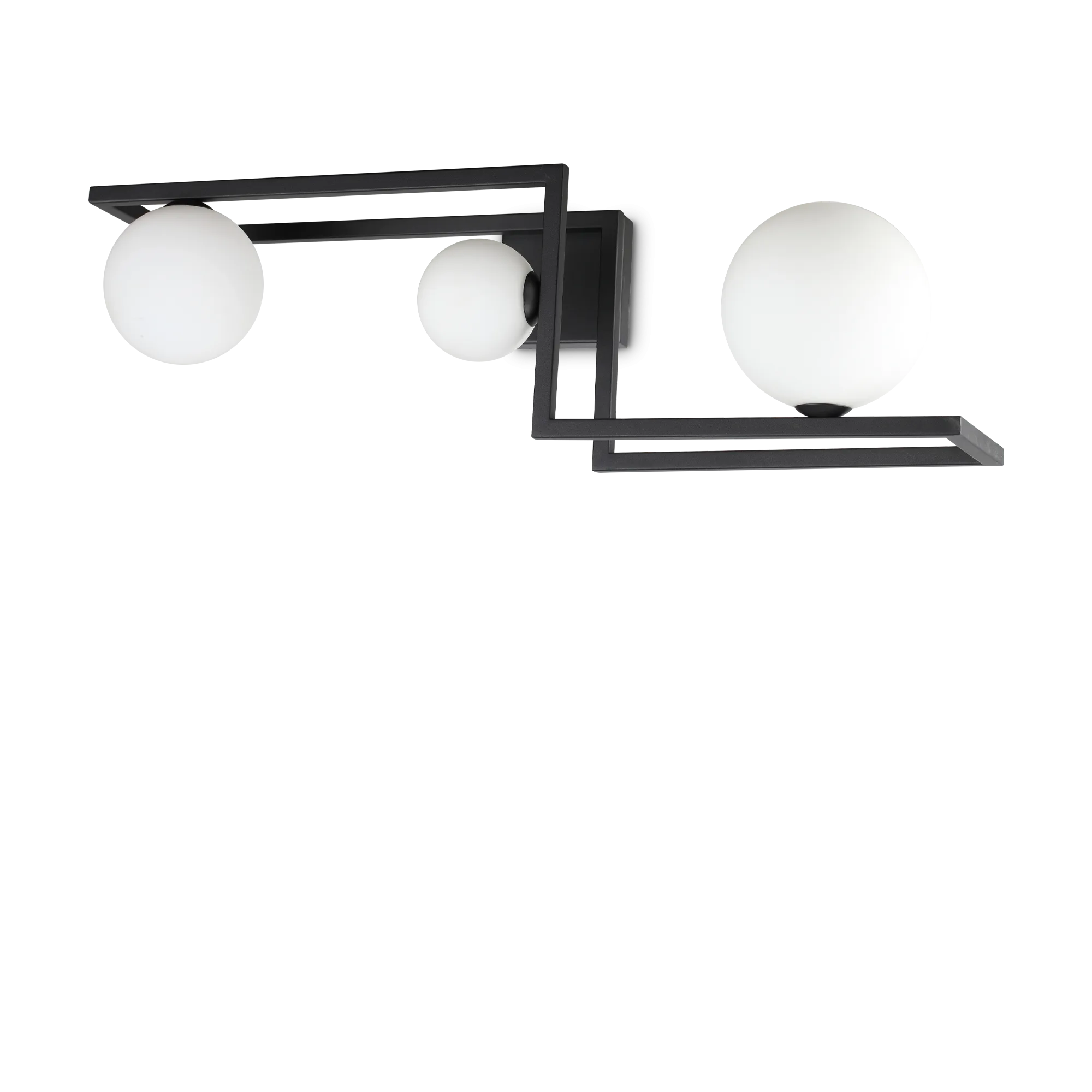Plafonnier Angolo moderne à structure angulaire en métal et verre opalin par Ideal Lux