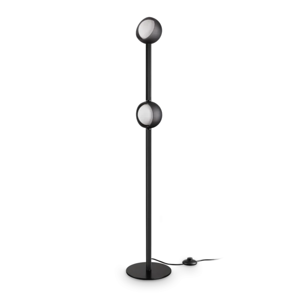 Lampadaire Bloom moderne avec deux diffuseurs ronds par Ideal Lux