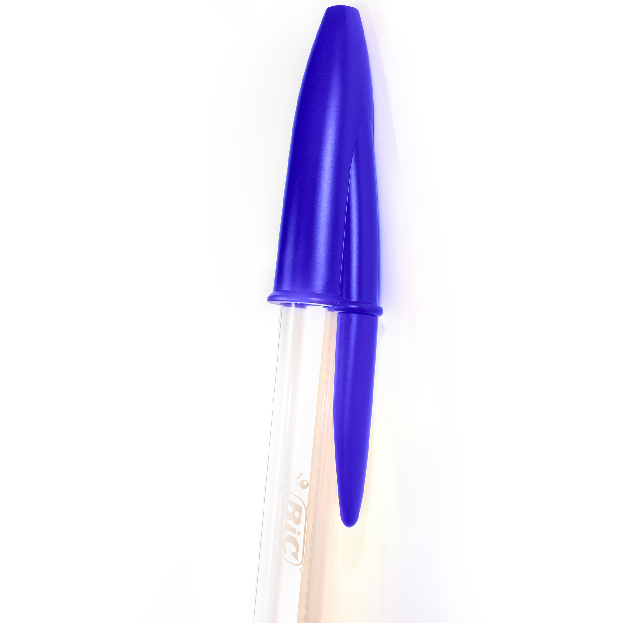 Lampe BIC – Seletti x BIC | Design Mario Paroli Lampadaire bic bleu éclairé sur fond blanc