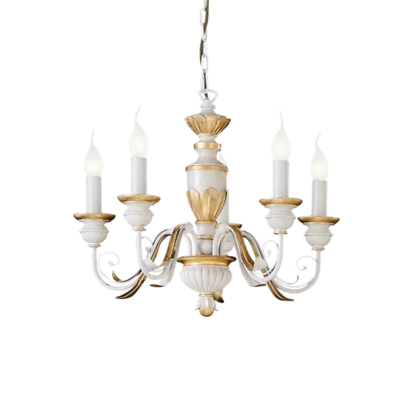 Suspension Firenze lustre chandelier blanc et or par Ideal Lux – vue 2