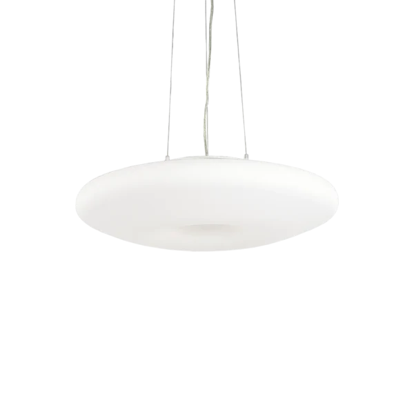 Suspension Glory disque en verre soufflé blanc par Ideal Lux – vue 2