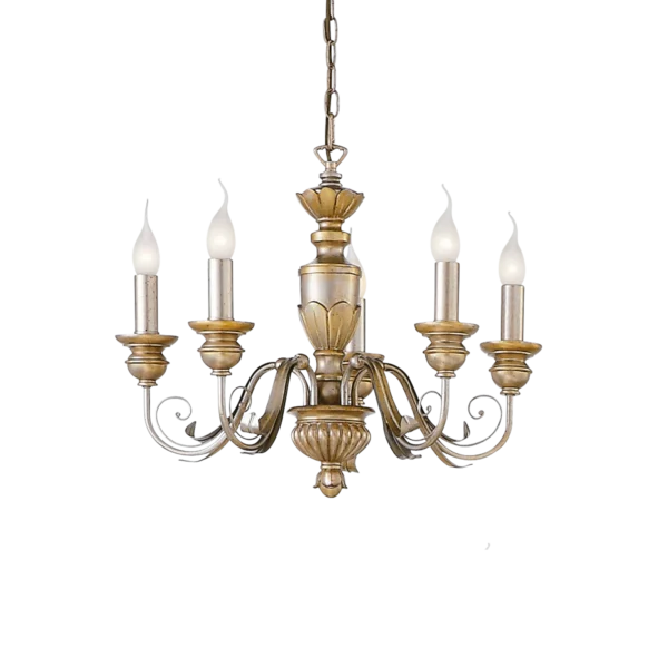 Suspension Firenze lustre chandelier blanc et or par Ideal Lux