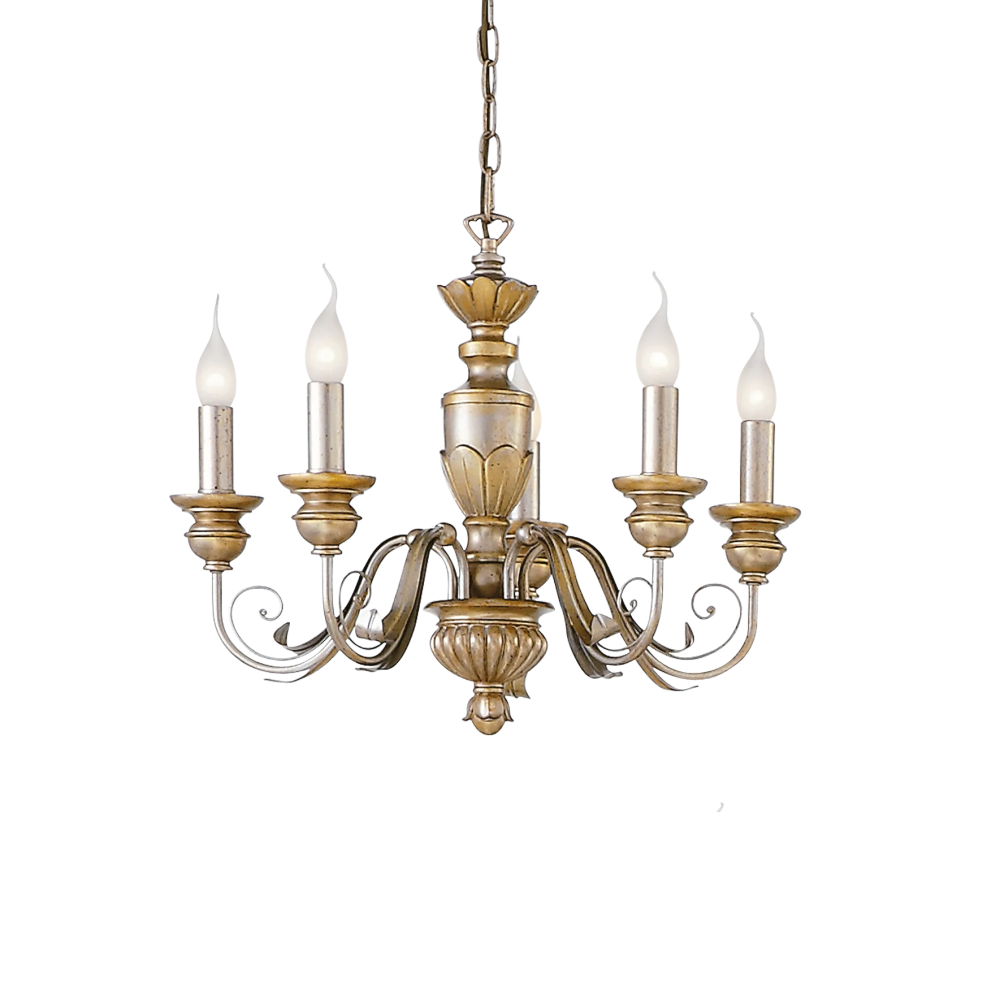 Suspension Firenze lustre chandelier blanc et or par Ideal Lux