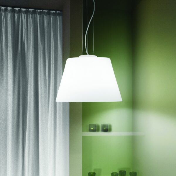 Suspension Cylinder abat-jour en verre blanc par Ideal Lux – vue 2