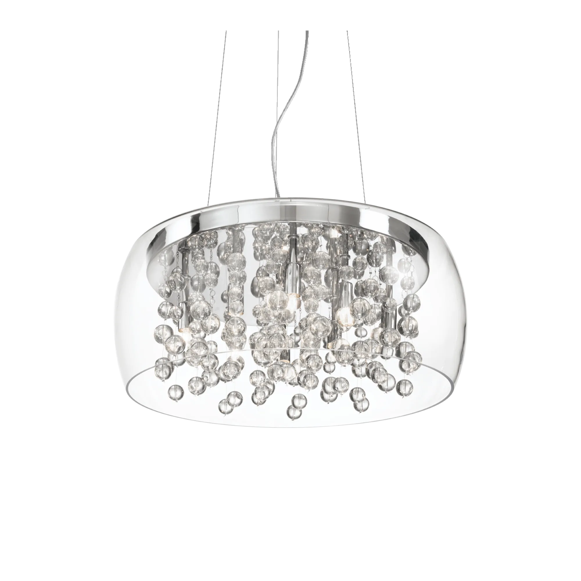 Suspension Audi-80 Tambour en Verre et Cristal par Ideal Lux Suspension Audi-80 Tambour en Verre et Cristal par Ideal Lux – Image 3