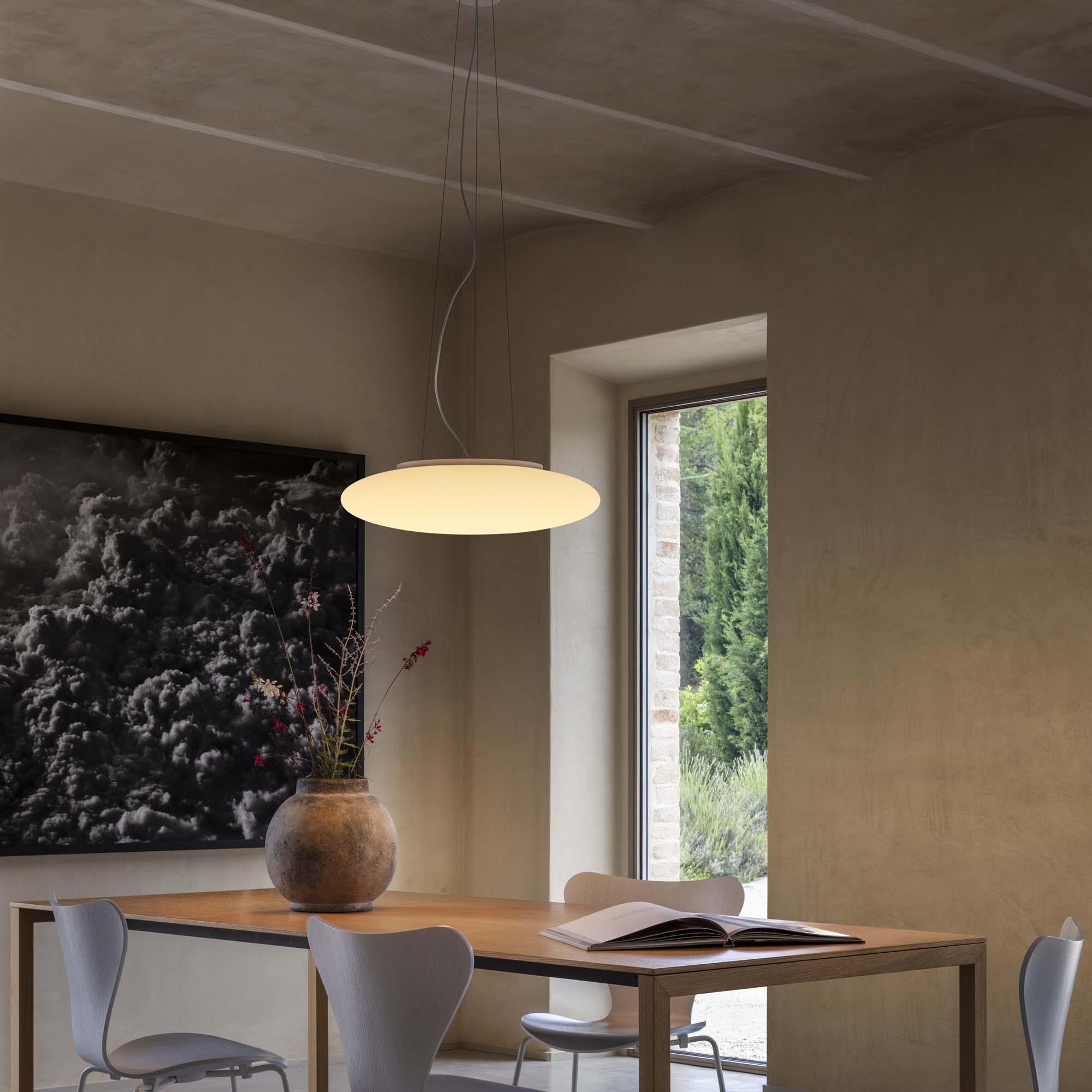 Suspension Smarties disque lumineux en verre blanc par Ideal Lux Suspension Smarties disque lumineux en verre blanc par Ideal Lux – Image 3