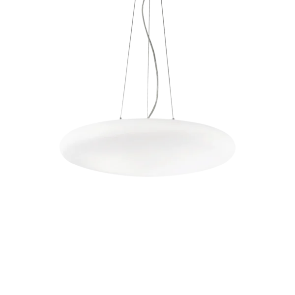Suspension Smarties disque lumineux en verre blanc par Ideal Lux