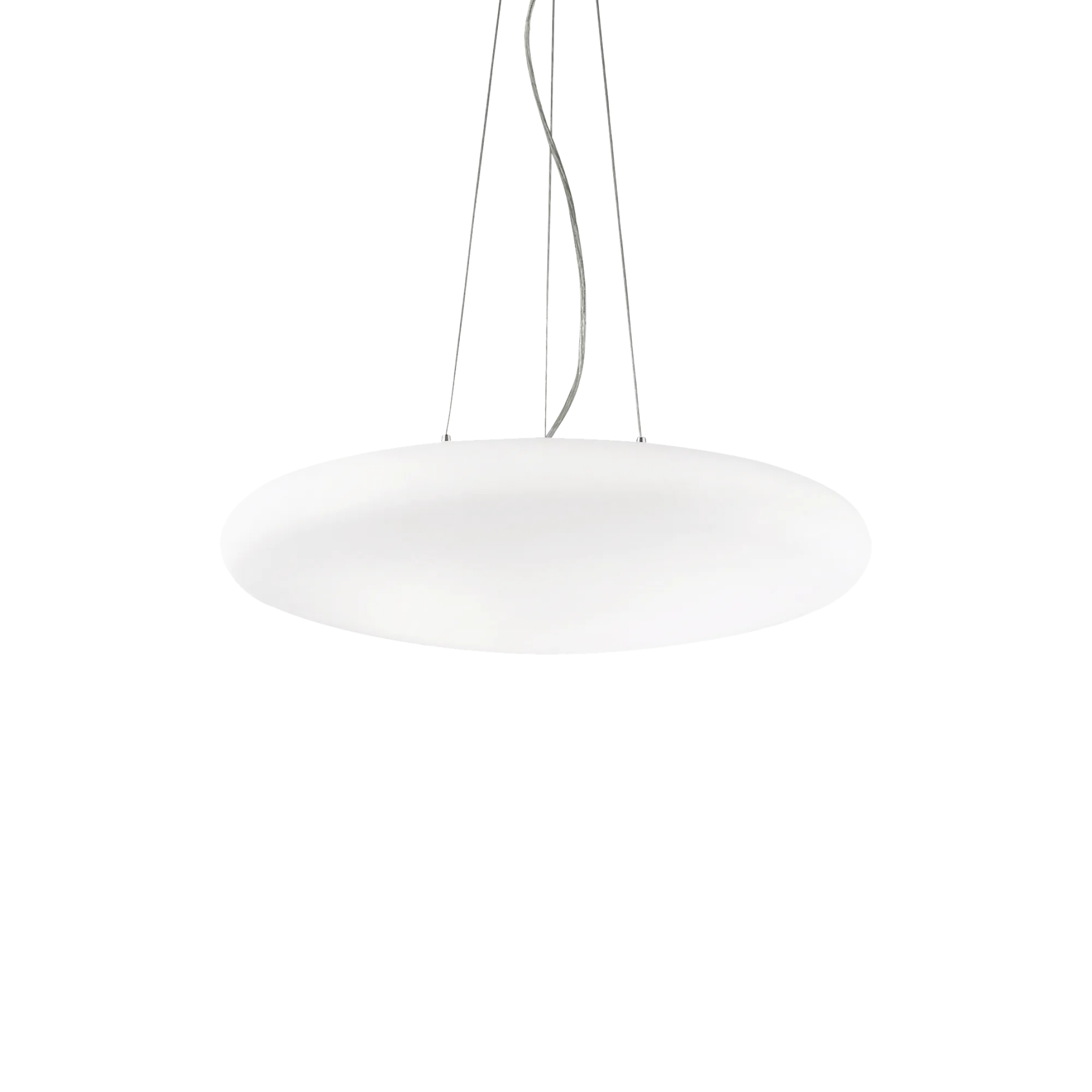 Suspension Smarties disque lumineux en verre blanc par Ideal Lux