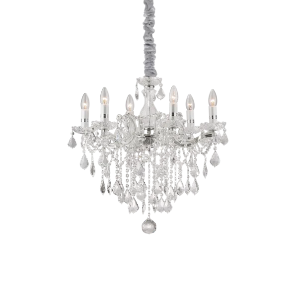 Suspension Lustre Florian en Cristal à Pampilles et Verre Décoratif par Ideal Lux_CHROME