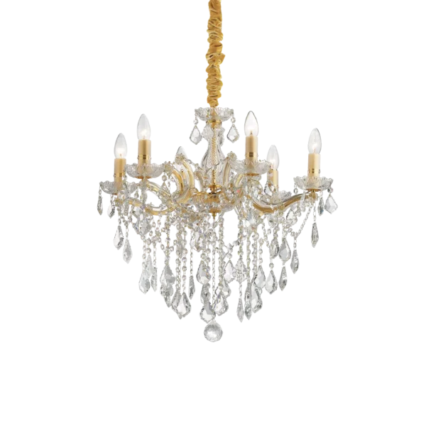 Suspension Lustre Florian en Cristal à Pampilles et Verre Décoratif par Ideal Lux