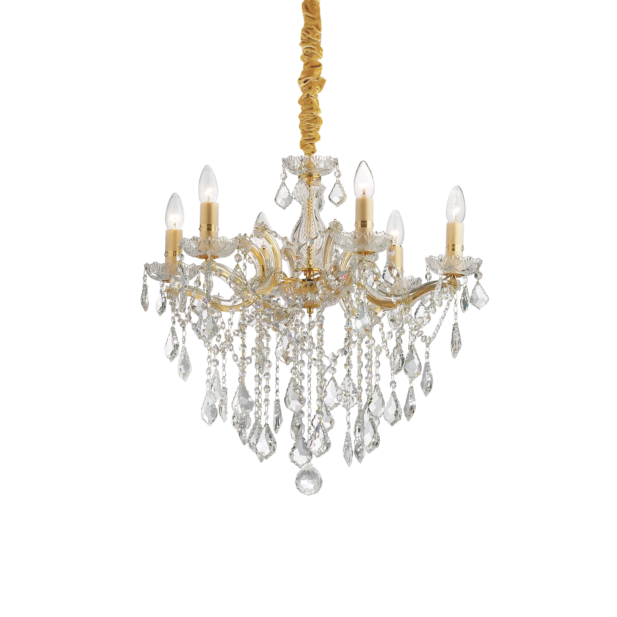 Suspension Lustre Florian en Cristal à Pampilles et Verre Décoratif par Ideal Lux