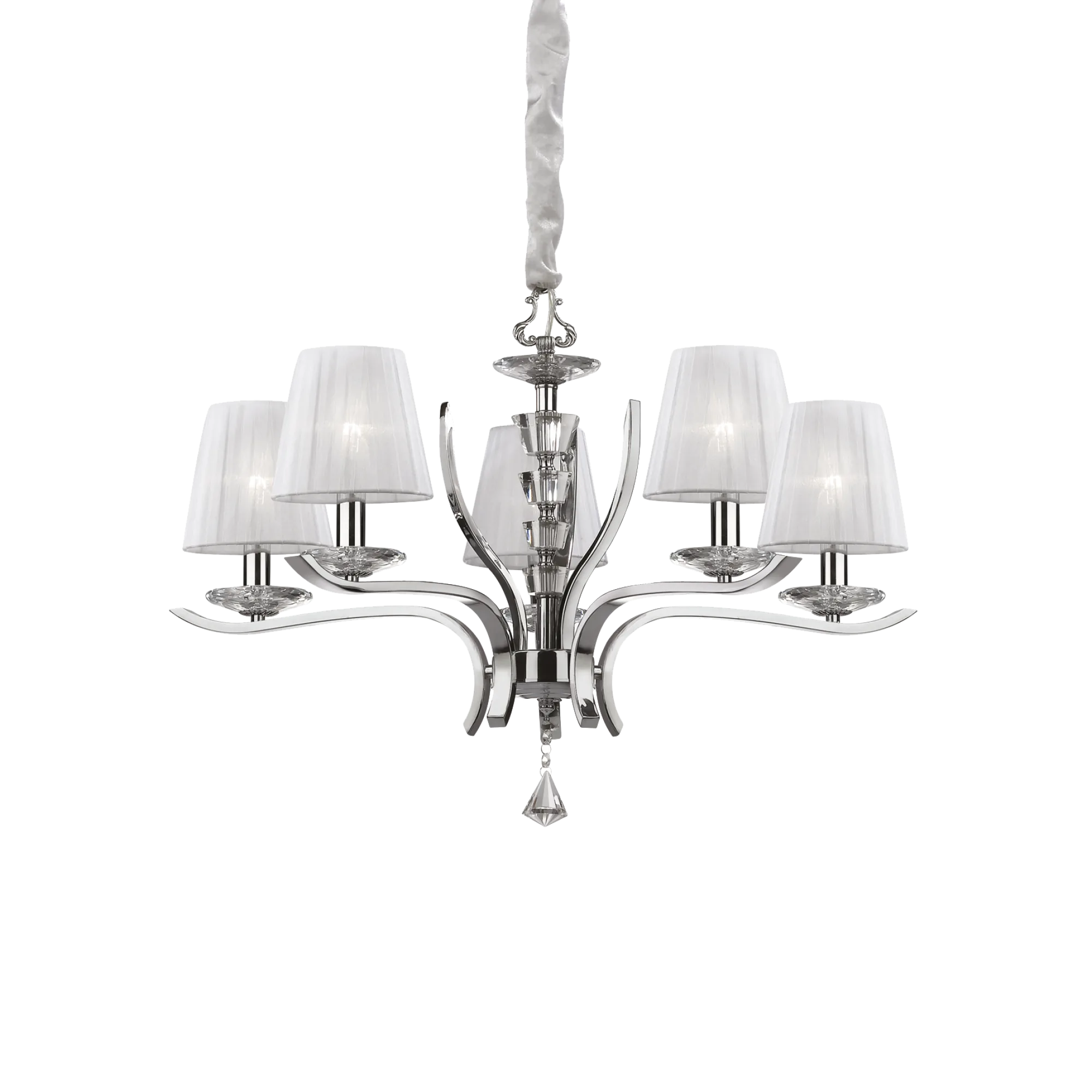 Suspension Pegaso avec Abat-Jour en Tissu Organdi par Ideal Lux Suspension Pegaso avec Abat-Jour en Tissu Organdi par Ideal Lux – Image 3