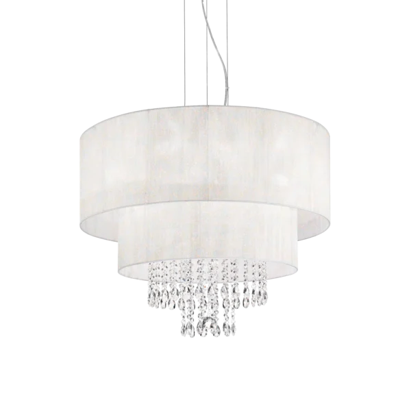 Suspension Opera Blanc et Cristal avec Abat-jour en Fils par Ideal Lux – vue 2