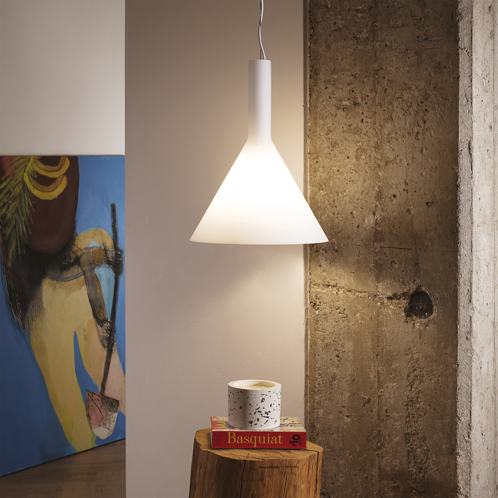 Suspension Cocktail Conique en Verre Soufflé Dépoli par Ideal Lux Suspension Cocktail Conique en Verre Soufflé Dépoli par Ideal Lux – Image 4