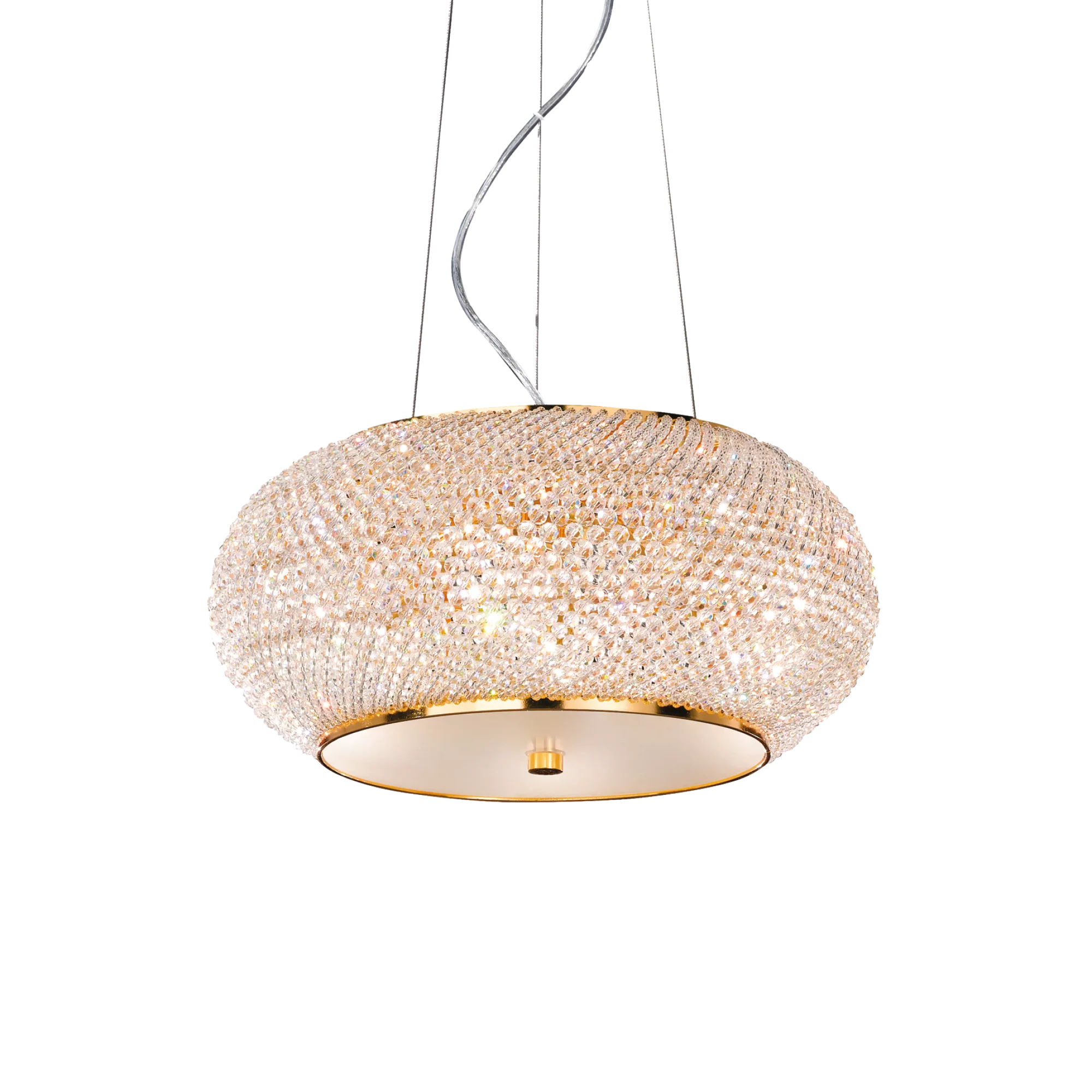 Suspension Pasha' en Perles de Cristal Poli par Ideal Lux